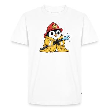 Chubby Penguin Firefighter Volunteer - Men's Premium Organic T-Shirt - white - Front - Nico (187cm)