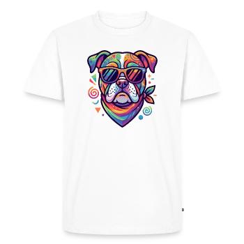 Abstract Art Bulldog Sunglasses Dog Motif - Men's Premium Organic T-Shirt - white - Front - Nico (187cm)