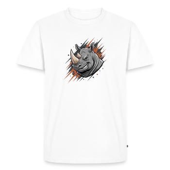 Empreinte de tête de graffiti de rhinocéros en colère - T-shirt Premium bio Homme - blanc - Devant - Nico (187cm)