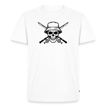 Angler Skull Coat of Arms Black - Men's Premium Organic T-Shirt - white - Front - Nico (187cm)
