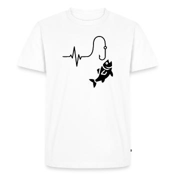 ECG Pulse Fish Silhouette - Men's Premium Organic T-Shirt - white - Front - Nico (187cm)