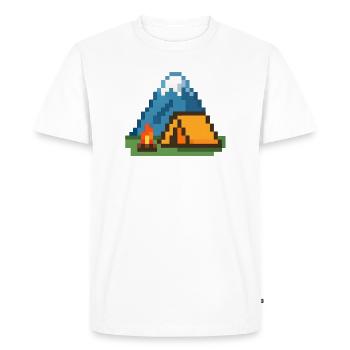 Feu de camp Pixel à la tente de montagne - T-shirt Premium bio Homme - blanc - Devant - Nico (187cm)