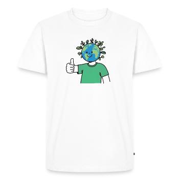 Terre Souriante Sauver et protéger la planète - T-shirt Premium bio Homme - blanc - Devant - Nico (187cm)