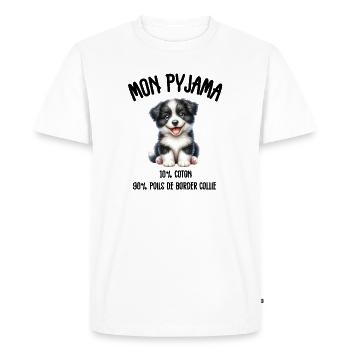 Pyjama Drôle Chien Border Collie - T-shirt Premium bio Homme - blanc - Devant - Nico (187cm)