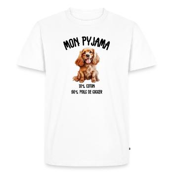 Funny Cocker Spaniel Dog Pajamas - Men's Premium Organic T-Shirt - white - Front - Nico (187cm)