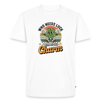 Shamrock Charm Retro Luck - Men's Premium Organic T-Shirt - white - Front - Nico (187cm)