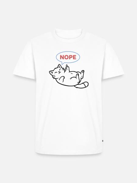 Laughing Cat Nope Middle Finger - Men's Premium Organic T-Shirt - white