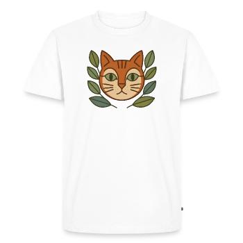 Portrait de chat dans une couronne de feuilles - T-shirt Premium bio Homme - blanc - Devant - Nico (187cm)