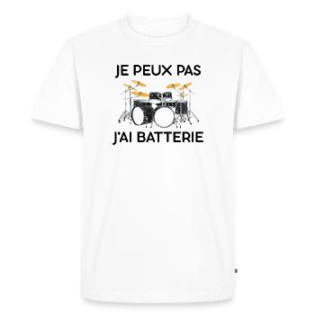 Je peux Pas J'ai Batterie Batteur Percussion - T-shirt Premium bio Homme - blanc - Devant - Nico (187cm)