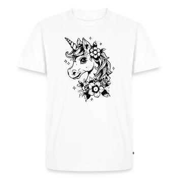 Unicorn with flowers - Men's Premium Organic T-Shirt - white - Front - Nico (187cm)