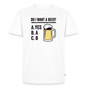 T-shirt humoristique à la bière pour hommes - T-shirt Premium bio Homme - blanc - Devant - Nico (187cm)