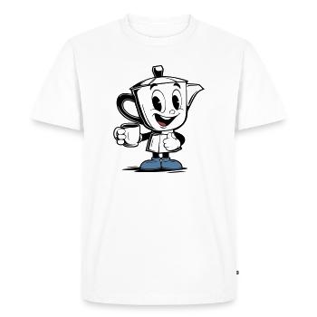 Mascotte vintage de la moka pot - T-shirt Premium bio Homme - blanc - Devant - Nico (187cm)