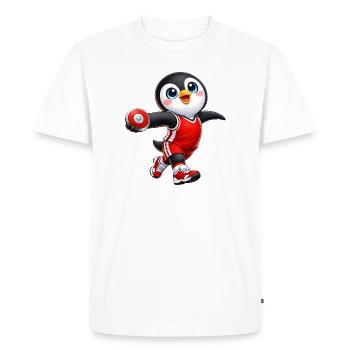 Dessin animé mignon du joueur de disque lancé un pingouin - T-shirt Premium bio Homme - blanc - Devant - Nico (187cm)