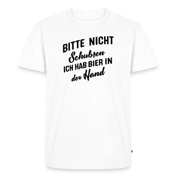 Please don't push, I've got beer in my hand - Men's Premium Organic T-Shirt - white - Front - Nico (187cm)