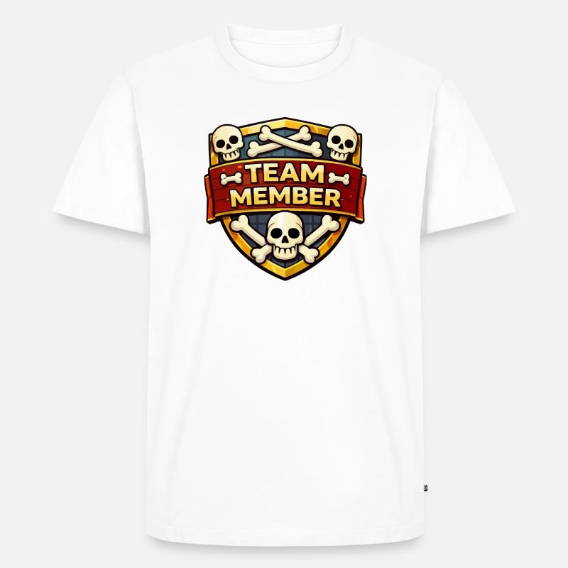 Teammitglied Schädel Schild - Männer Premium Bio T-Shirt - Weiß