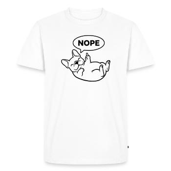 Résumé du Frenchie riant Non - T-shirt Premium bio Homme - blanc - Devant - Nico (187cm)