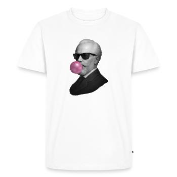 Retro Gentleman with Bubblegum - Men's Premium Organic T-Shirt - white - Front - Nico (187cm)
