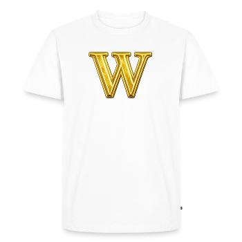 Monogramme W doré - T-shirt Premium bio Homme - blanc - Devant - Nico (187cm)