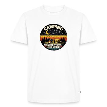 Camping, moins de stress, plus d’étoiles. - T-shirt Premium bio Homme - blanc - Devant - Nico (187cm)