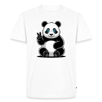 Panda Peace Sign Cartoon - Men's Premium Organic T-Shirt - white - Front - Nico (187cm)
