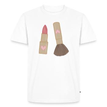 Charme rouge à lèvres et pinceau Heart Lip - T-shirt Premium bio Homme - blanc - Devant - Nico (187cm)