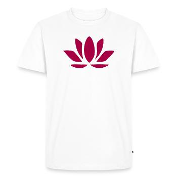Fleur de lotus Fleur de lotus Fleur rouge Fleurs de nénuphar - T-shirt Premium bio Homme - blanc - Devant - Nico (187cm)