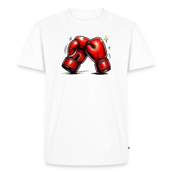 Gants de boxe rouges Puissance et dynamique - T-shirt Premium bio Homme - blanc - Devant - Nico (187cm)