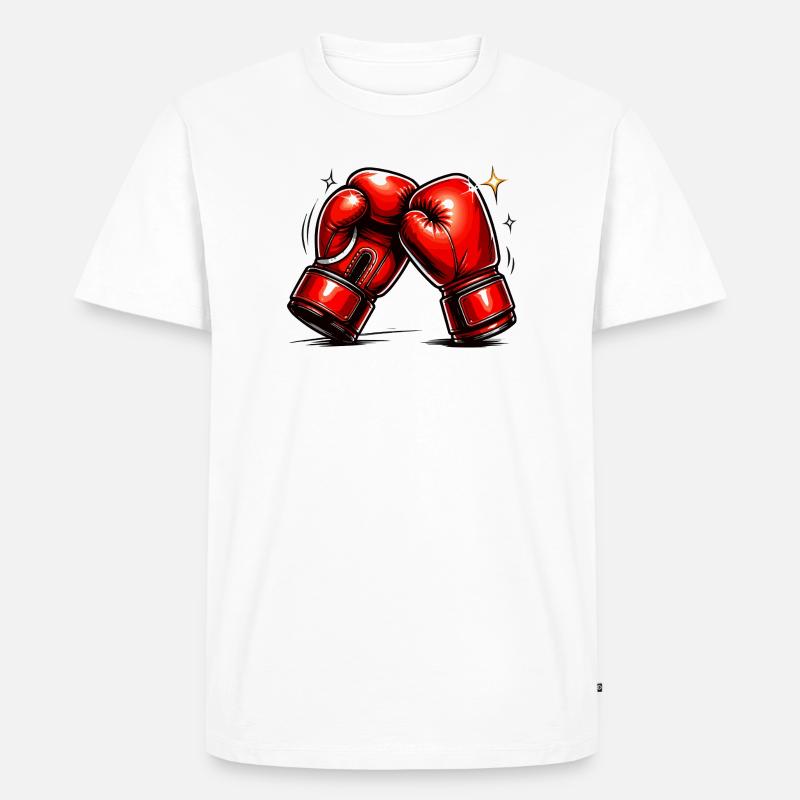 Rote Boxhandschuhe Kraft und Dynamik - Männer Premium Bio T-Shirt - Weiß