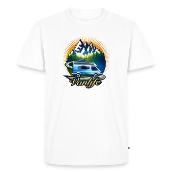 Illustration du Vanlife Camper Motif de la montagne - T-shirt Premium bio Homme - blanc - Devant - Nico (187cm)