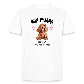 Funny Cocker Spaniel Dog Pajamas - Men's Premium Organic T-Shirt - white - Front - Nico (187cm)