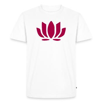 Fleur de lotus Fleur de lotus Fleur rouge Fleurs de nénuphar - T-shirt Premium bio Homme - blanc - Devant - Nico (187cm)