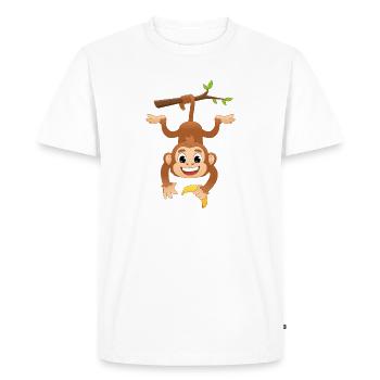 Singe suspendu drôle avec dessin animé banane - T-shirt Premium bio Homme - blanc - Devant - Nico (187cm)