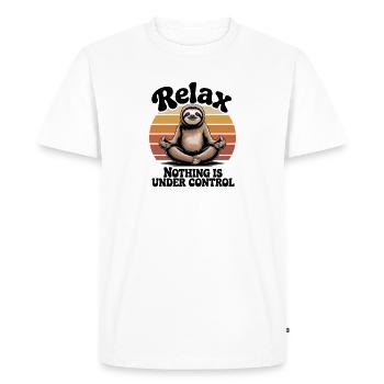 Relax Nothing Is Under Control Vintage Sloth - Men's Premium Organic T-Shirt - white - Front - Nico (187cm)