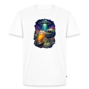 Extraterrestre buvant de la bière, OVNI - T-shirt Premium bio Homme - blanc - Devant - Nico (187cm)