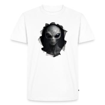Un extraterrestre qui regarde hors chemise - T-shirt Premium bio Homme - blanc - Devant - Nico (187cm)