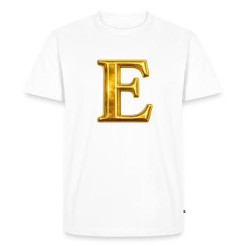 Golden E Monogram Design - Men's Premium Organic T-Shirt - white - Front - Nico (187cm)