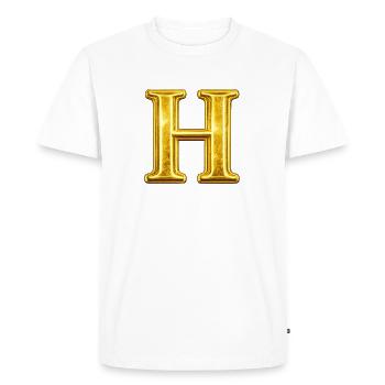 Monogramme en H d’or - T-shirt Premium bio Homme - blanc - Devant - Nico (187cm)