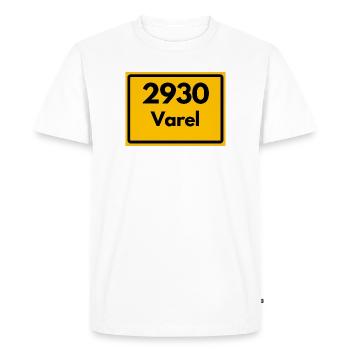 OLD POSTCODE POSTCODE RETRO 2930 VAREL MEER & MÜHLE - Men's Premium Organic T-Shirt - white - Front - Nico (187cm)