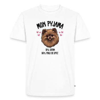 Funny Pomeranian Spitz Dog Pajamas - Men's Premium Organic T-Shirt - white - Front - Nico (187cm)