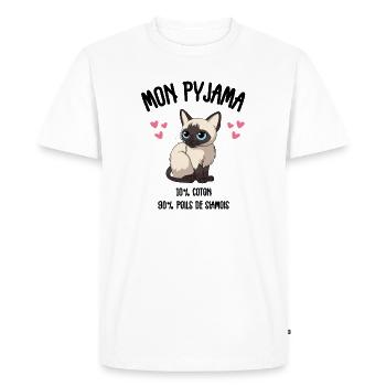 Funny Siamese Cat Pajamas - Men's Premium Organic T-Shirt - white - Front - Nico (187cm)
