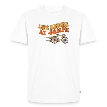 La vie rétro commence à 40MPH Art du vélo - T-shirt Premium bio Homme - blanc - Devant - Nico (187cm)