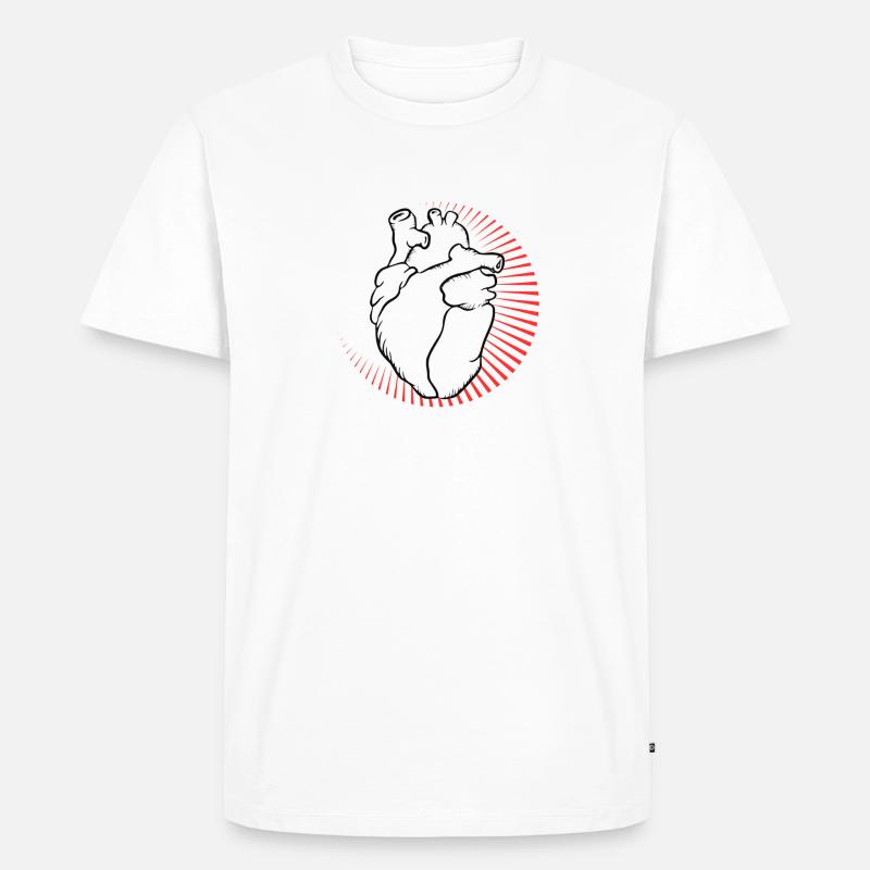 Anatomisches Herz mit rotem Strahlenkranz - Männer Premium Bio T-Shirt - Weiß