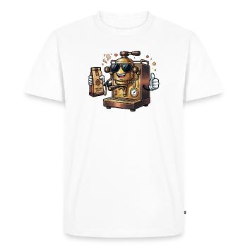 Brass Brew Robot Sunglasses - Men's Premium Organic T-Shirt - white - Front - Nico (187cm)