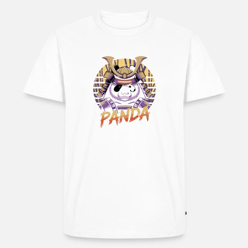 Kriegerischer Panda Samurai Illustration - Männer Premium Bio T-Shirt - Weiß