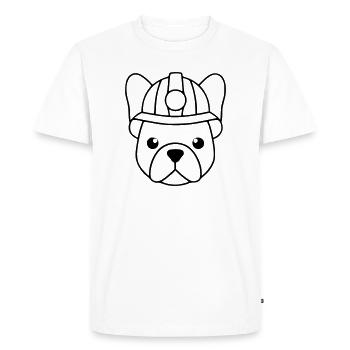 Frenchie Miner Helmet Lamp - Men's Premium Organic T-Shirt - white - Front - Nico (187cm)