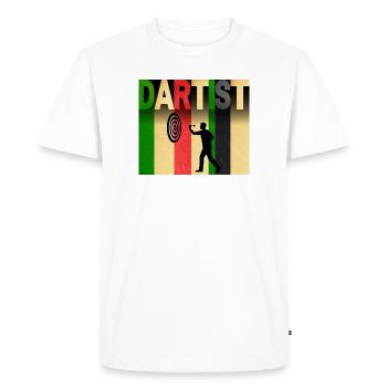 Dartist: Art Meets Dart Retro Stripes - Men's Premium Organic T-Shirt - white - Front - Nico (187cm)