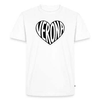 Vérone Italie Typographie du cœur - T-shirt Premium bio Homme - blanc - Devant - Nico (187cm)