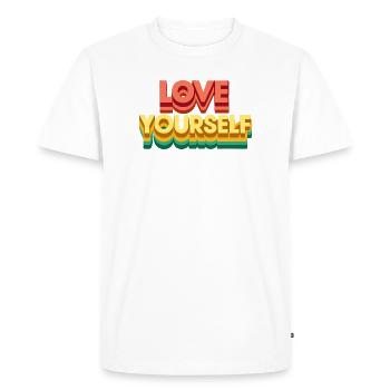 Amour de soi rétro arc en ciel - T-shirt Premium bio Homme - blanc - Devant - Nico (187cm)