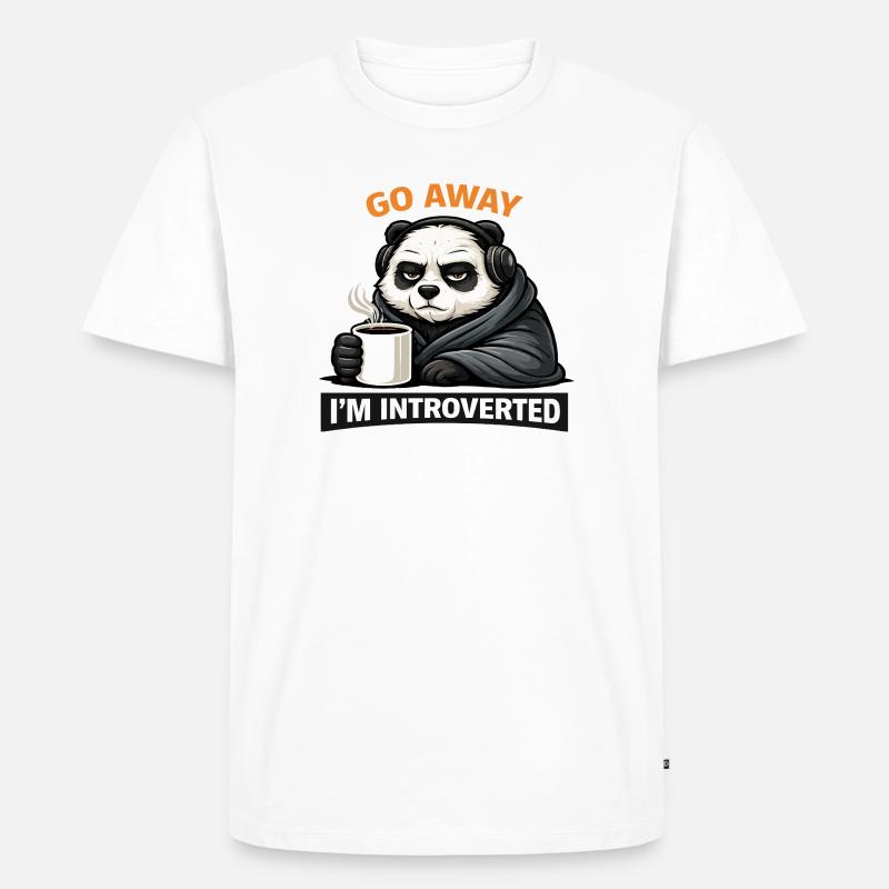 Introvertierter Panda Kaffee-Tee - Männer Premium Bio T-Shirt - Weiß