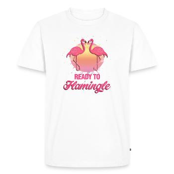 Ready to Flamingle Flamingo Party Design - Men's Premium Organic T-Shirt - white - Front - Nico (187cm)